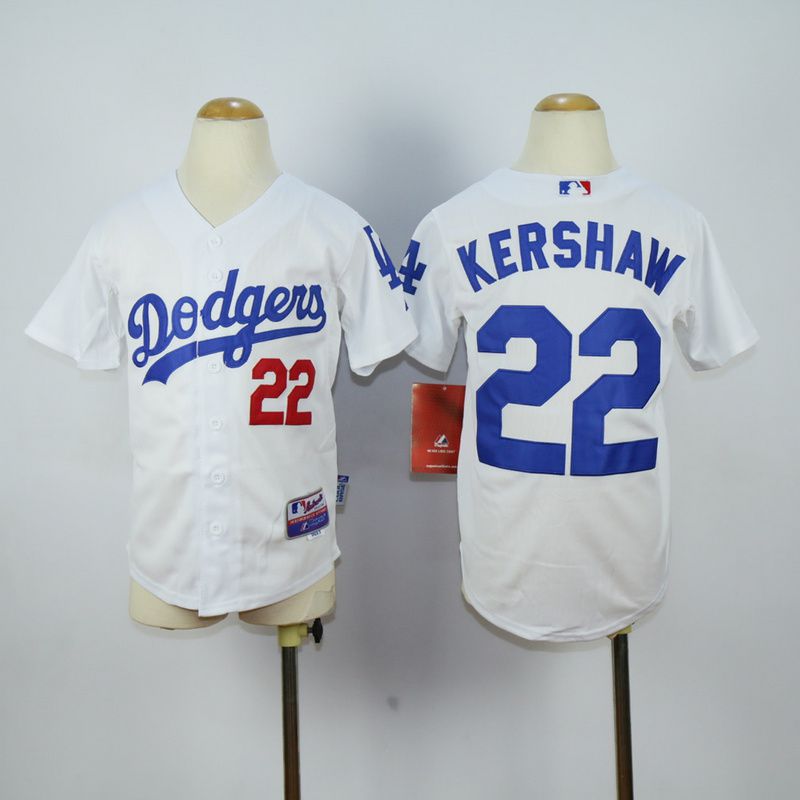 Youth Los Angeles Dodgers #22 Kershaw White MLB Jerseys